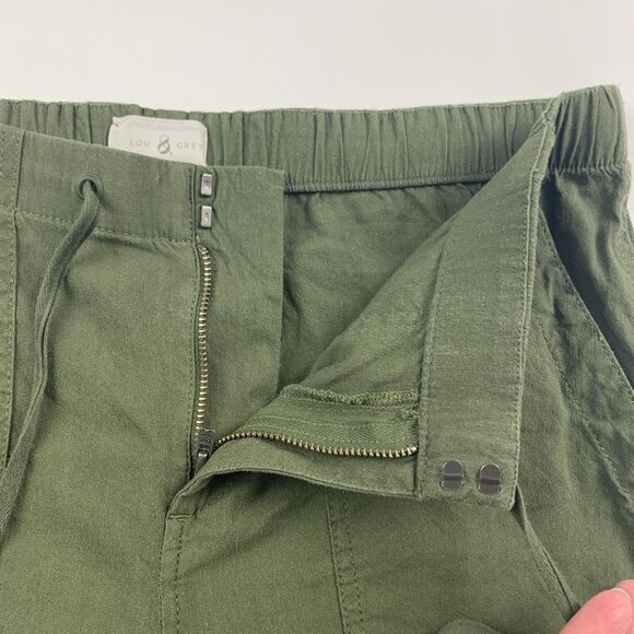 Lou & Grey Forest Green Garment Dye Softstretch Linen Ankle Pants S - Picture 3 of 8